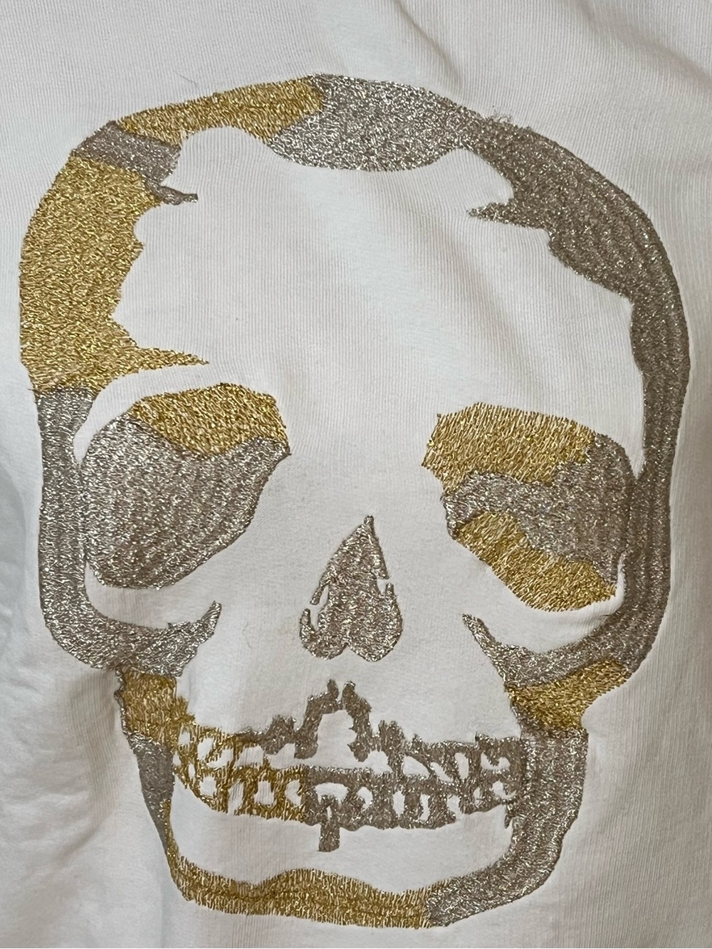 Zadig & Voltaire Upper Skull Sweatshirt | White- Gold -Silver | SZ S | Like New - Picture 6 of 9